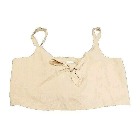 Universal Thread Women's Tie-Front Cropped Tank Top - Size XL Wheatfield Tan B - Picture 1 of 6